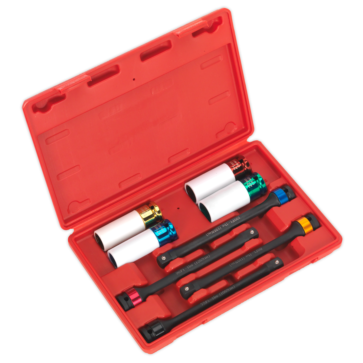 Torque Stick & Aluminium Wheel Impact Socket Set 1/2"Sq Drive 8pc