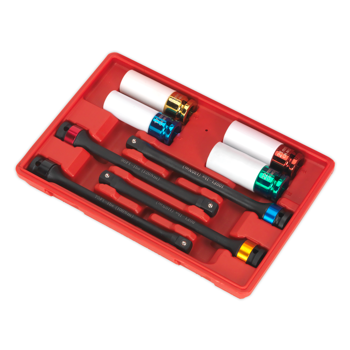 Torque Stick & Aluminium Wheel Impact Socket Set 1/2"Sq Drive 8pc