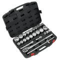 Premier Metric/Imperial Socket Set 3/4"Sq Drive 12-point 26pc