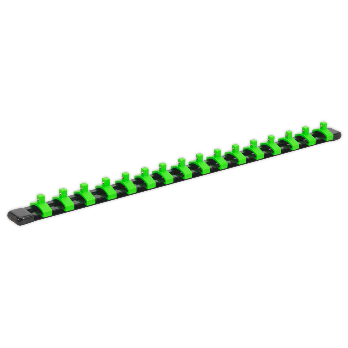 Premier Socket Retaining Rail with 16 Clips 1/4"Sq Drive - Hi-Vis Green