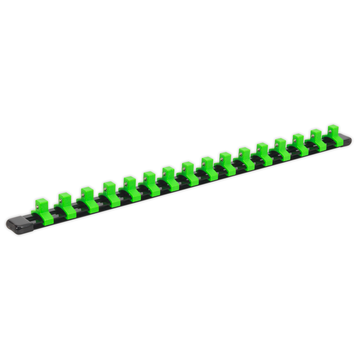 Premier Socket Retaining Rail with 16 Clips 3/8"Sq Drive - Hi-Vis Green