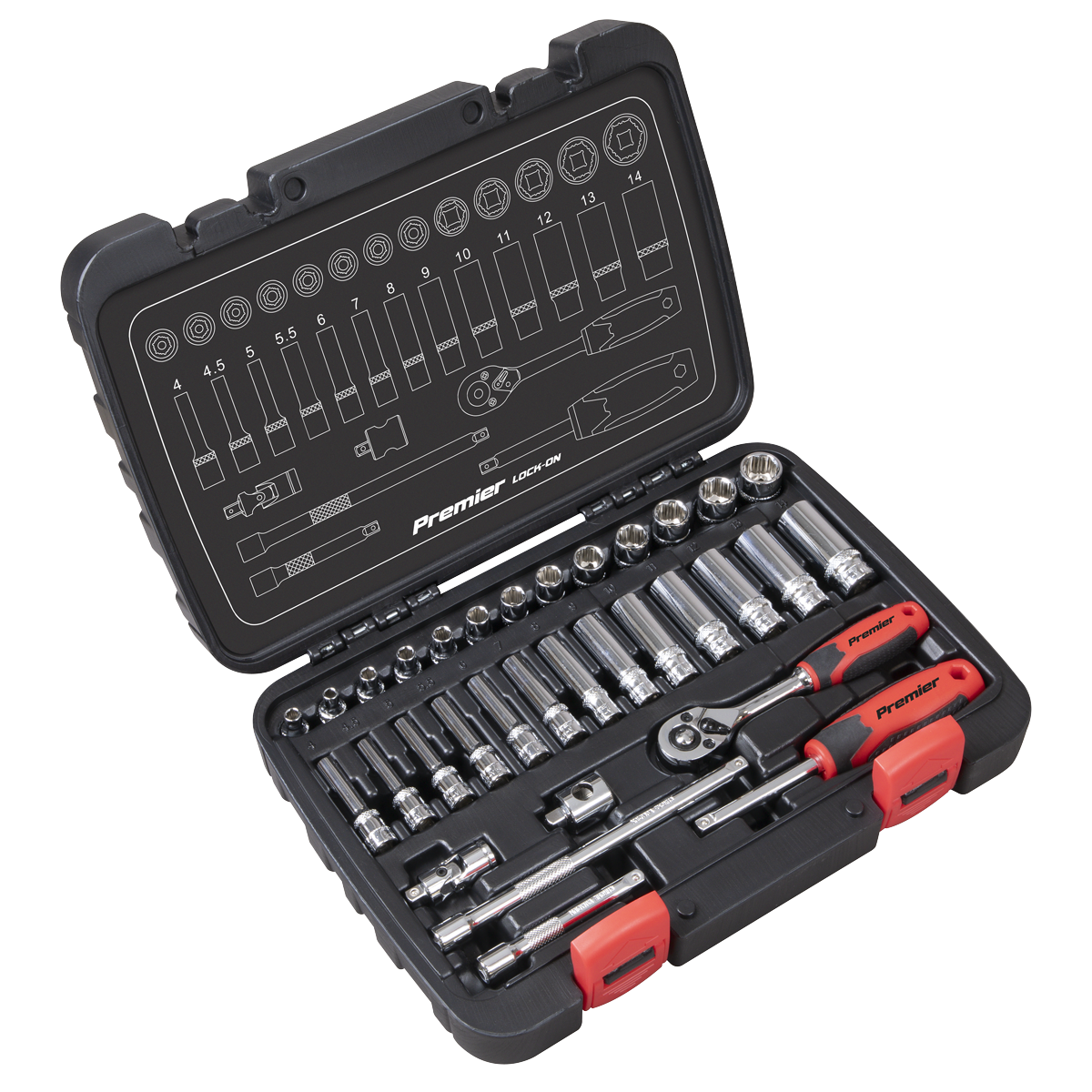Lock-On™ Socket Set 1/4"Sq Drive 32pc