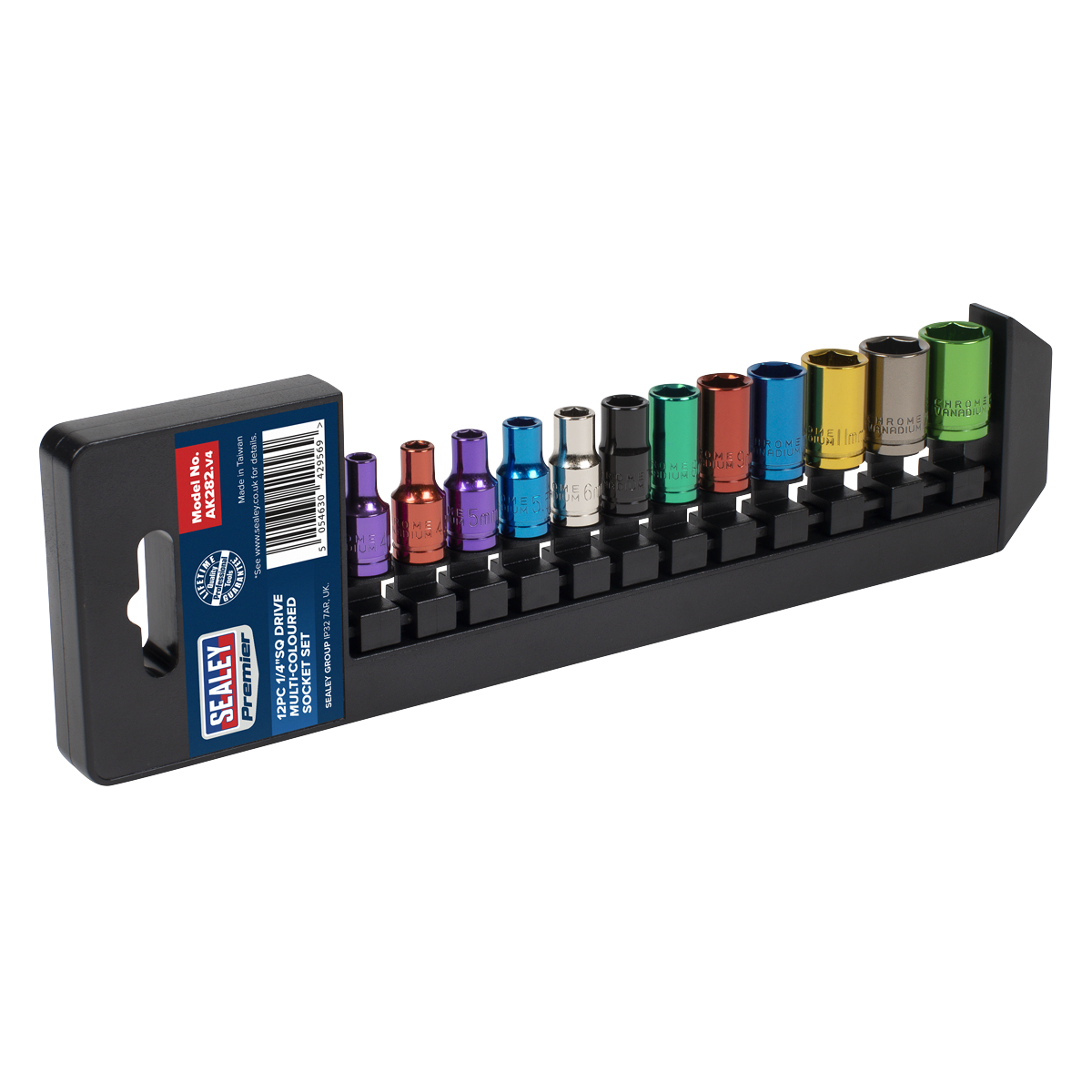 Premier Multi-Coloured Socket Set 1/4"Sq Drive 12pc