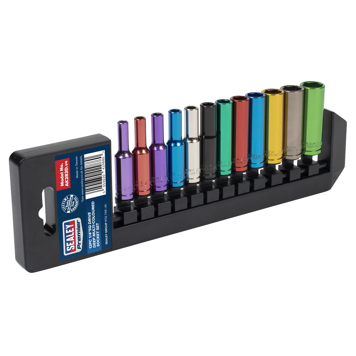 Premier Deep Multi-Coloured Socket Set 1/4"Sq Drive 12pc