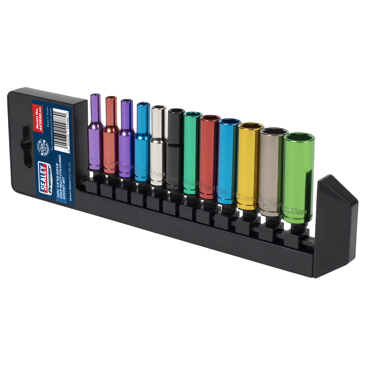 Premier Deep Multi-Coloured Socket Set 1/4"Sq Drive 12pc