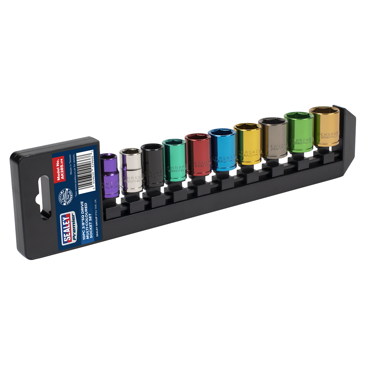 Premier Multi-Coloured Socket Set 3/8"Sq Drive 10pc