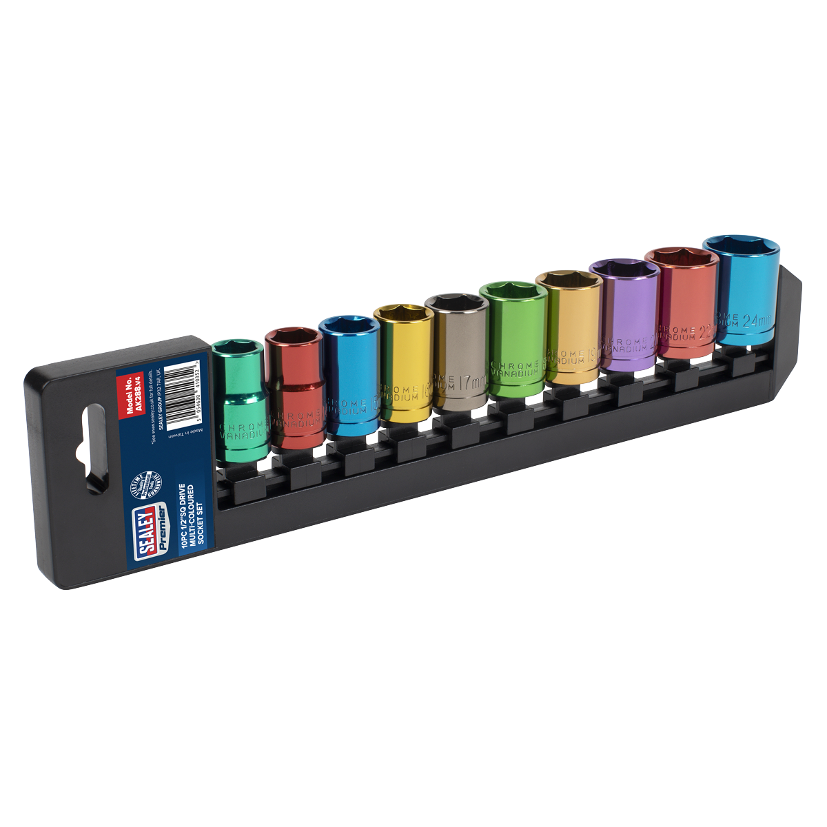 Premier Multi-Coloured Socket Set 1/2"Sq Drive 10pc