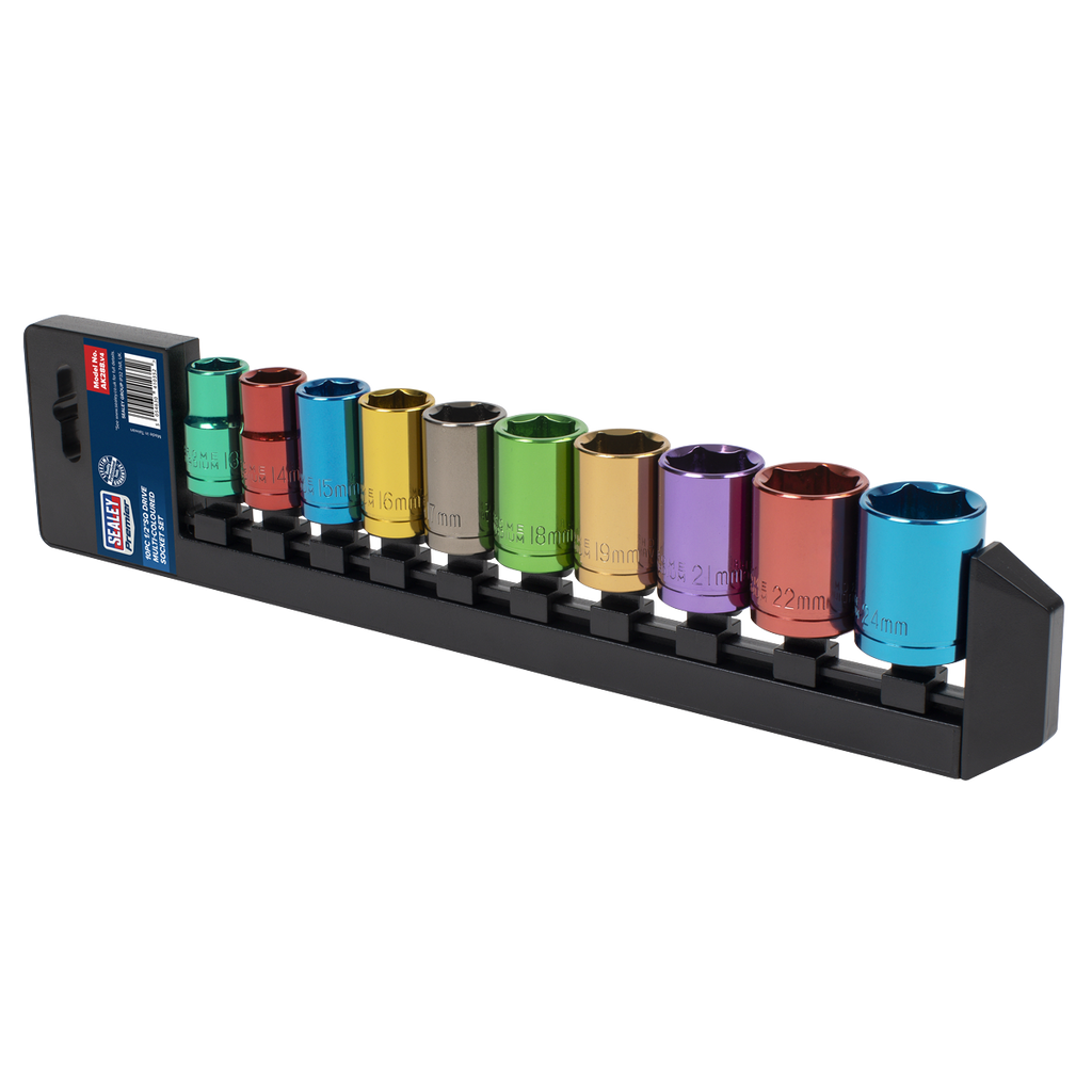Premier Multi-Coloured Socket Set 1/2"Sq Drive 10pc