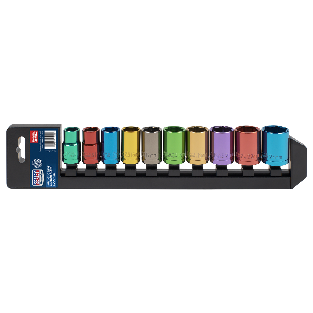 Premier Multi-Coloured Socket Set 1/2"Sq Drive 10pc