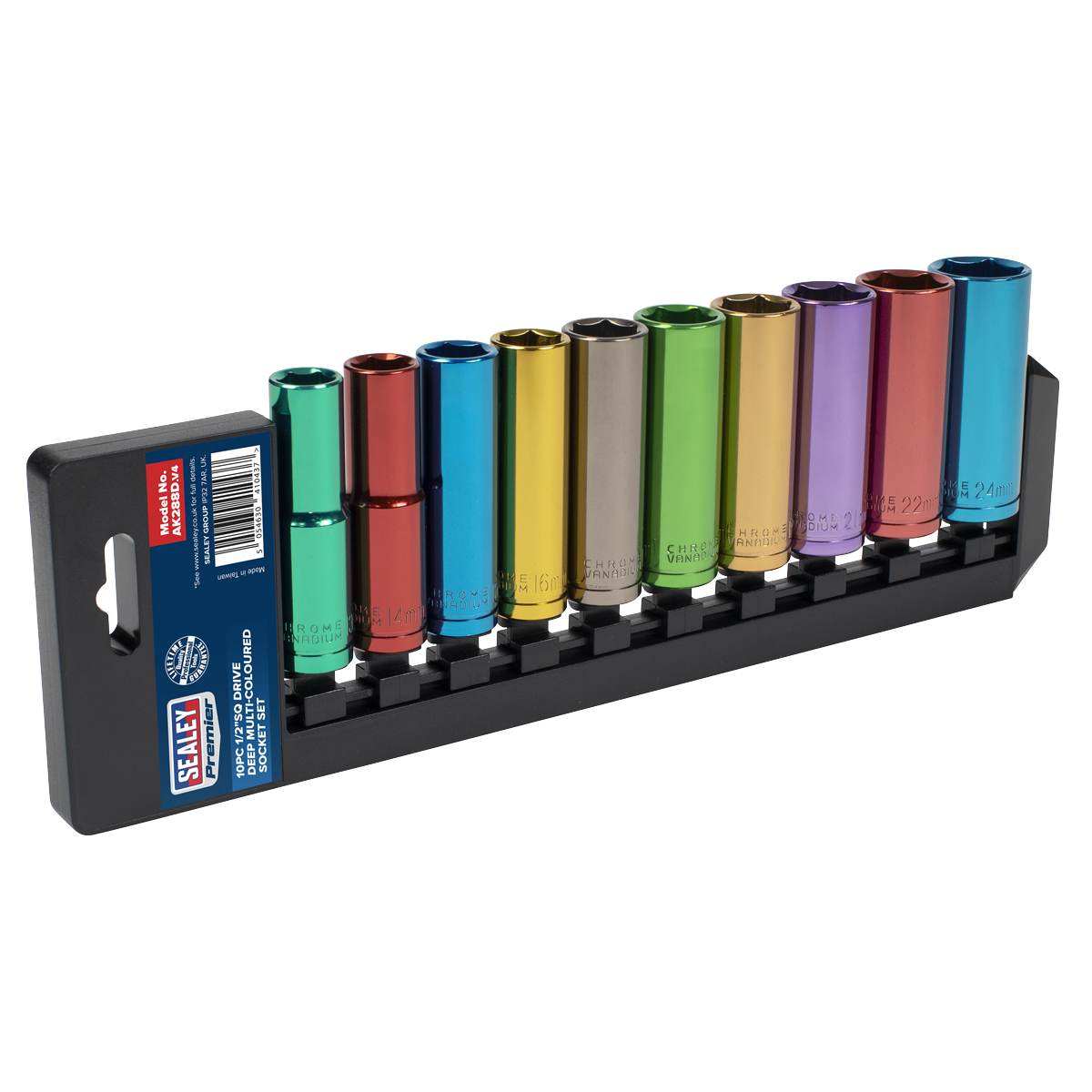 Premier Deep Multi-Coloured Socket Set 1/2"Sq Drive 10pc