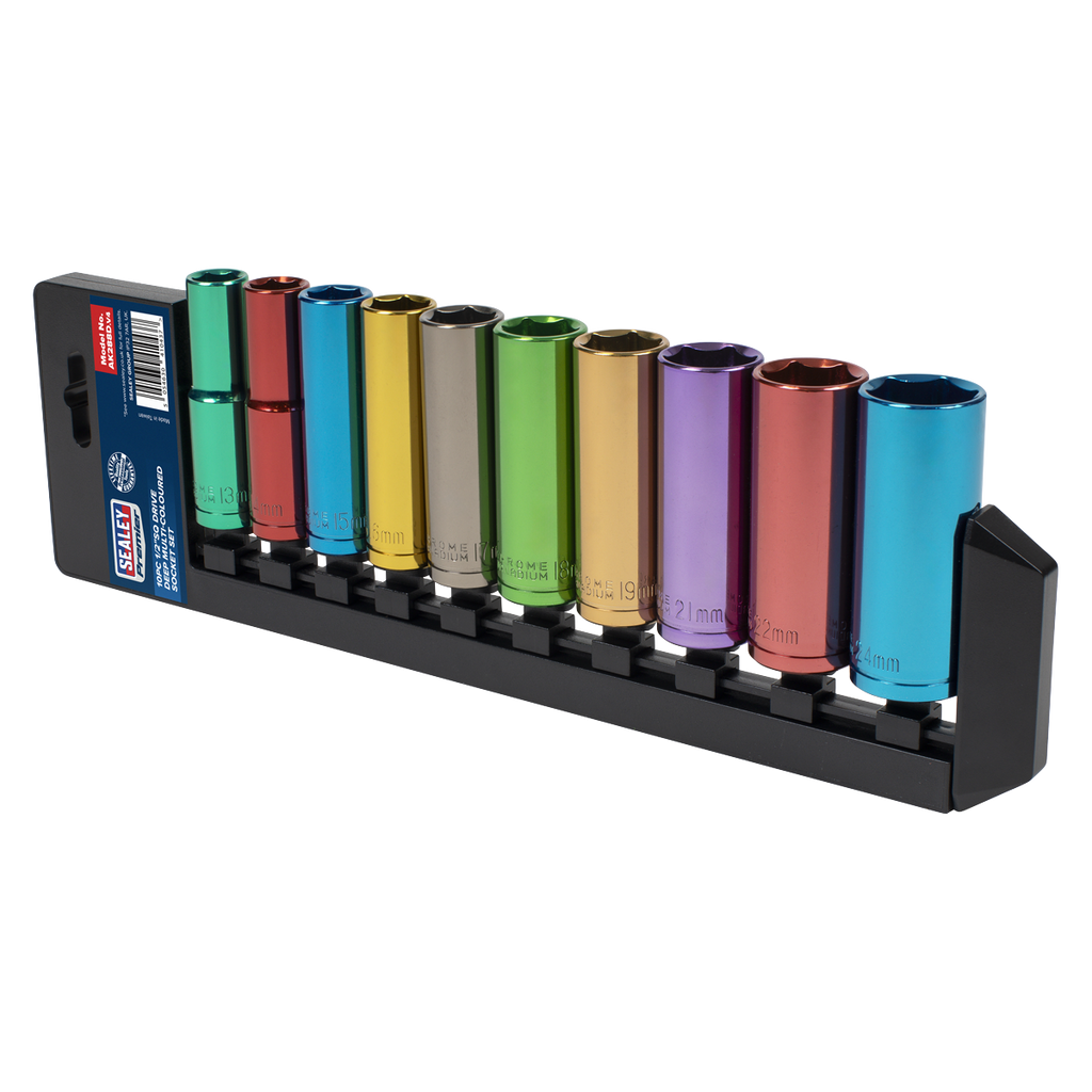 Premier Deep Multi-Coloured Socket Set 1/2"Sq Drive 10pc