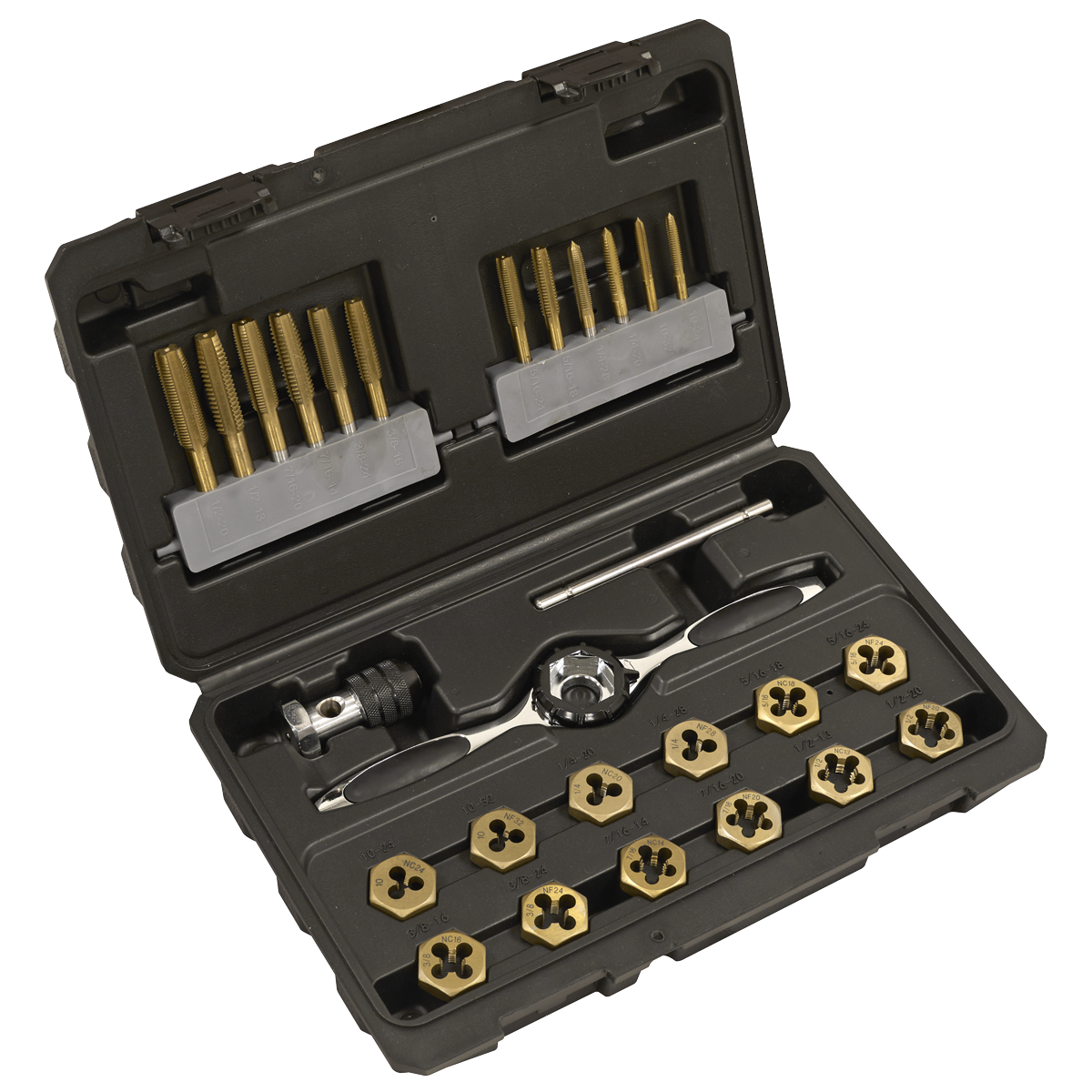 Premier Hexagonal Tap & Die Set 26pc Hexagonal  - Imperial - Titanium Coated