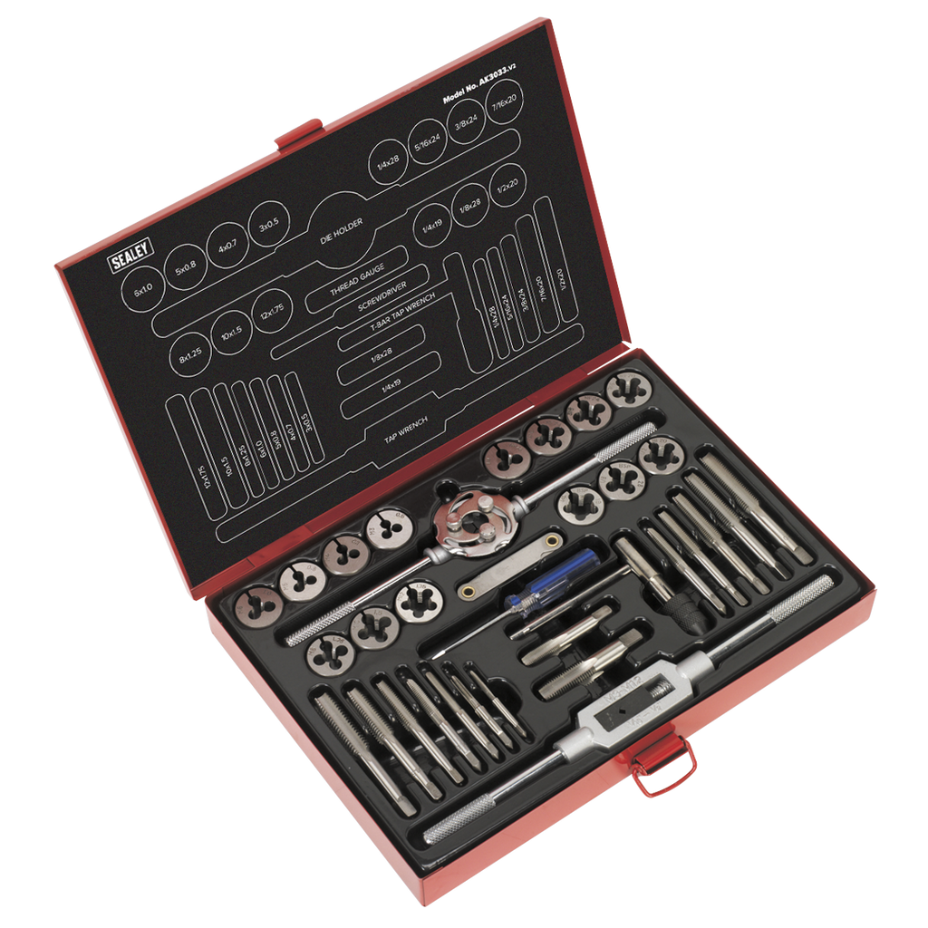 Metric/UNF/BSP Tap & Die Set Split Dies 33pc