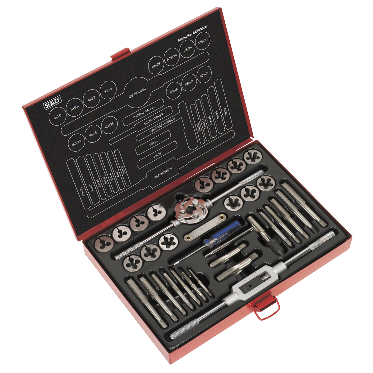 Metric/UNF/BSP Tap & Die Set Split Dies 33pc
