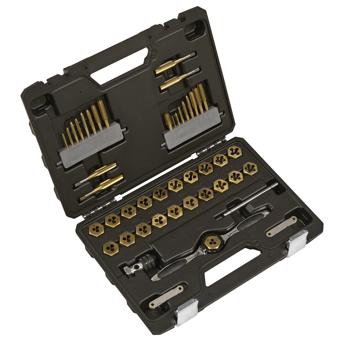 Premier Metric & Imperial Titanium Coated Hexagonal Tap & Die Set 46pc