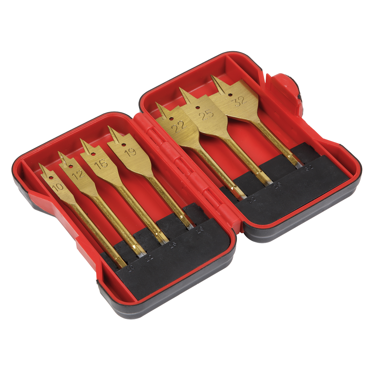 Titanium Coated Flat Wood Drill Bit Set 7pc