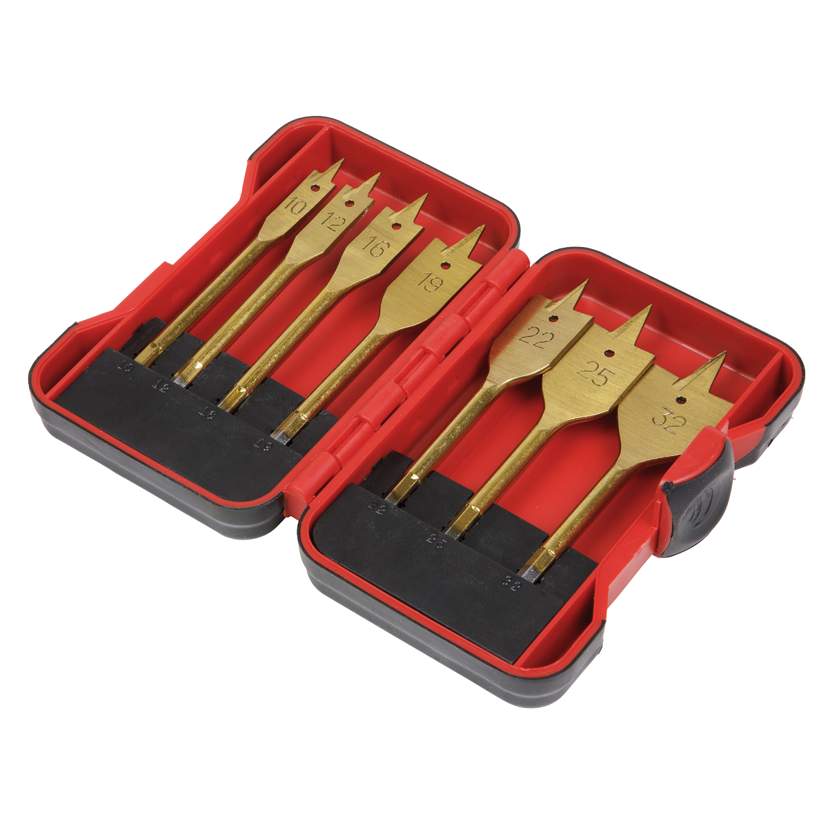 Titanium Coated Flat Wood Drill Bit Set 7pc