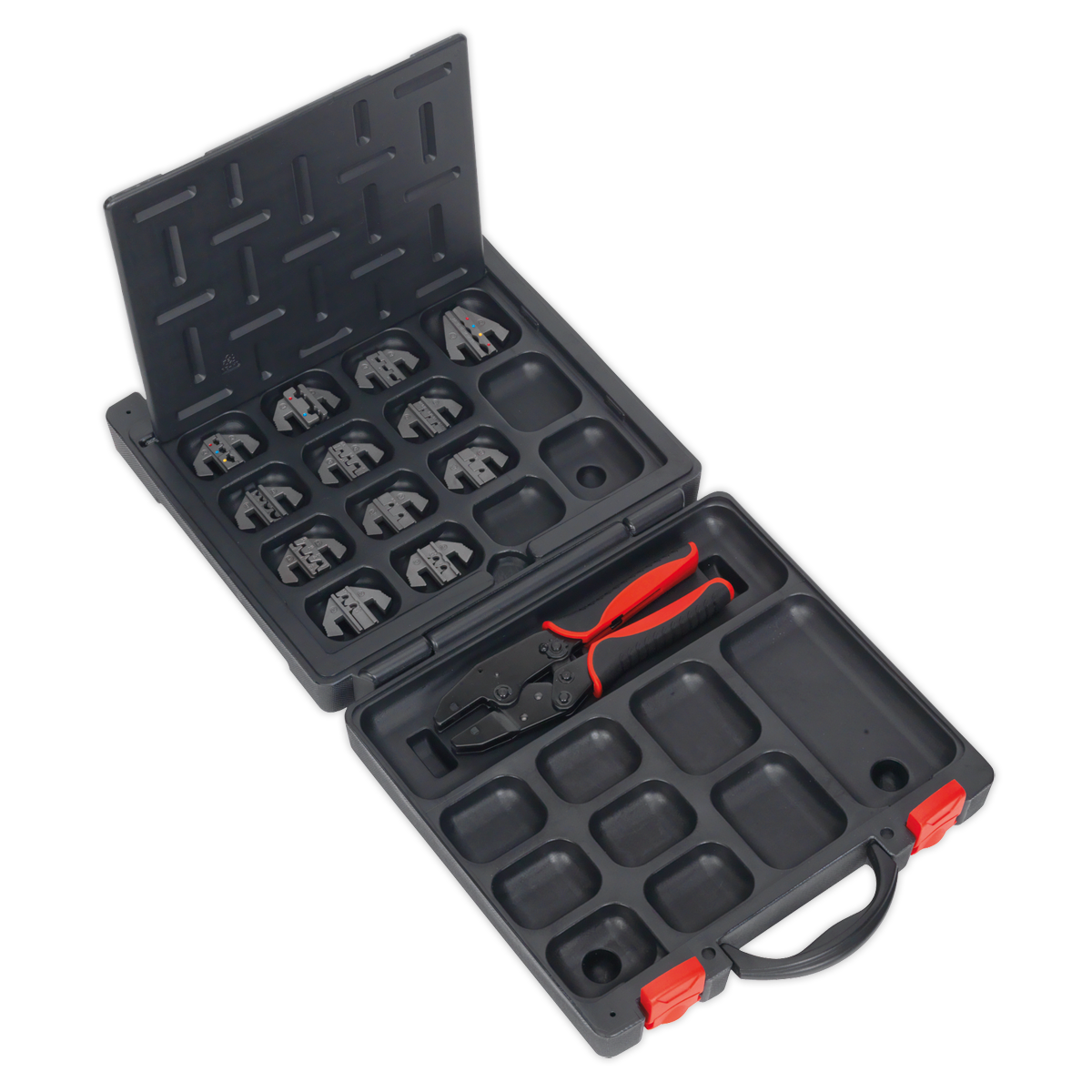 Ratchet Crimping Tool with Jaws and Storage Case