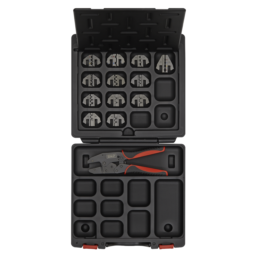 Ratchet Crimping Tool with Jaws and Storage Case