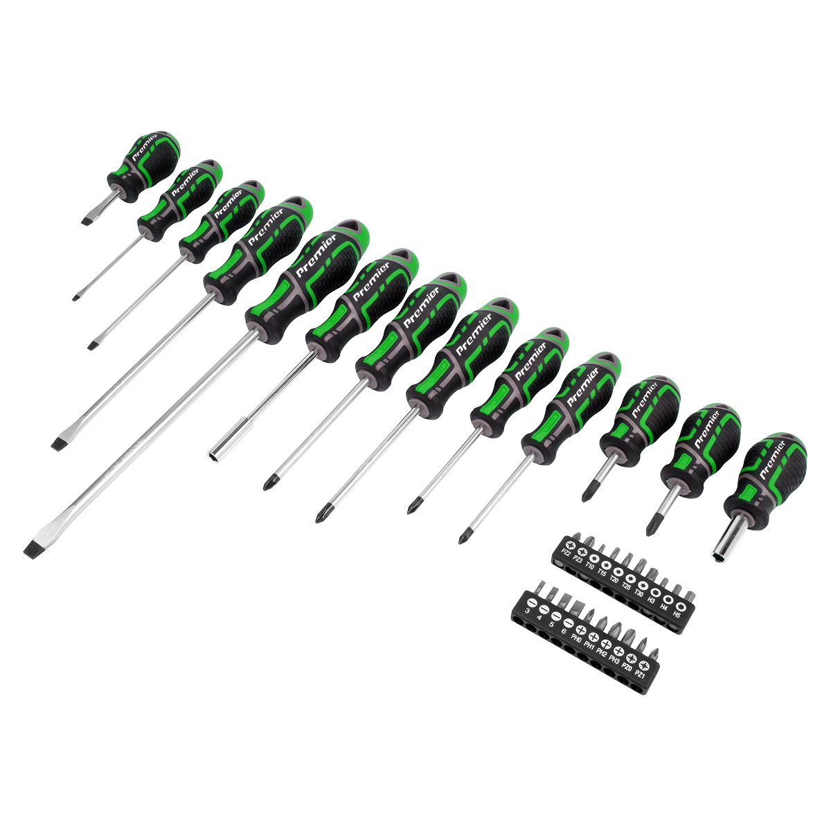 Premier GripMAX® Screwdriver & Bit Set 33pc - Hi-Vis Green