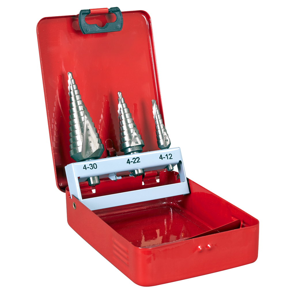 Spiral Flute HSS M2 Step Drill Bit Set 3pc