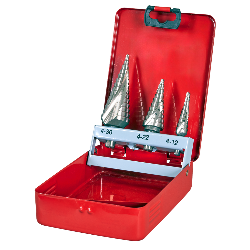 Spiral Flute HSS M2 Step Drill Bit Set 3pc