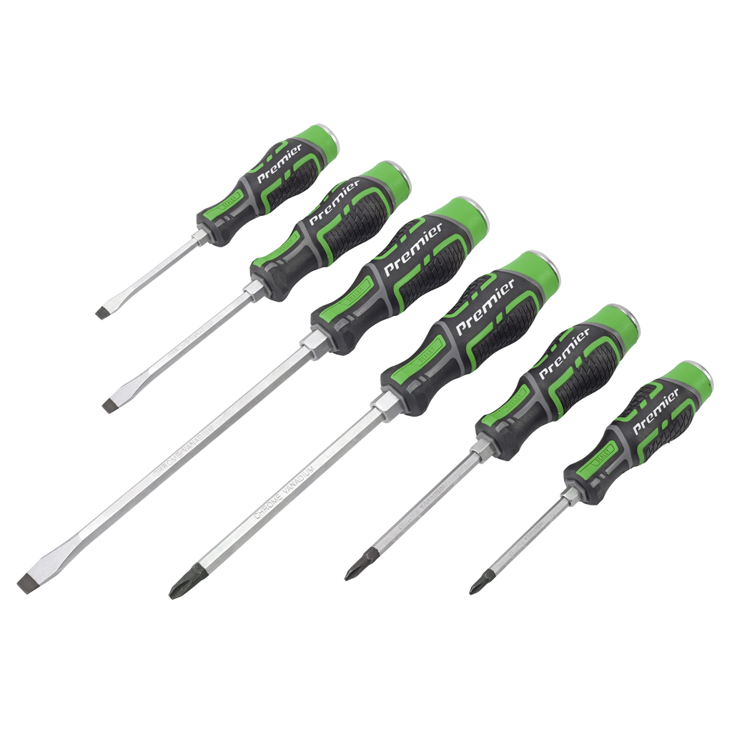 Premier Hammer-Thru Screwdriver Set 6pc - Hi-Vis Green