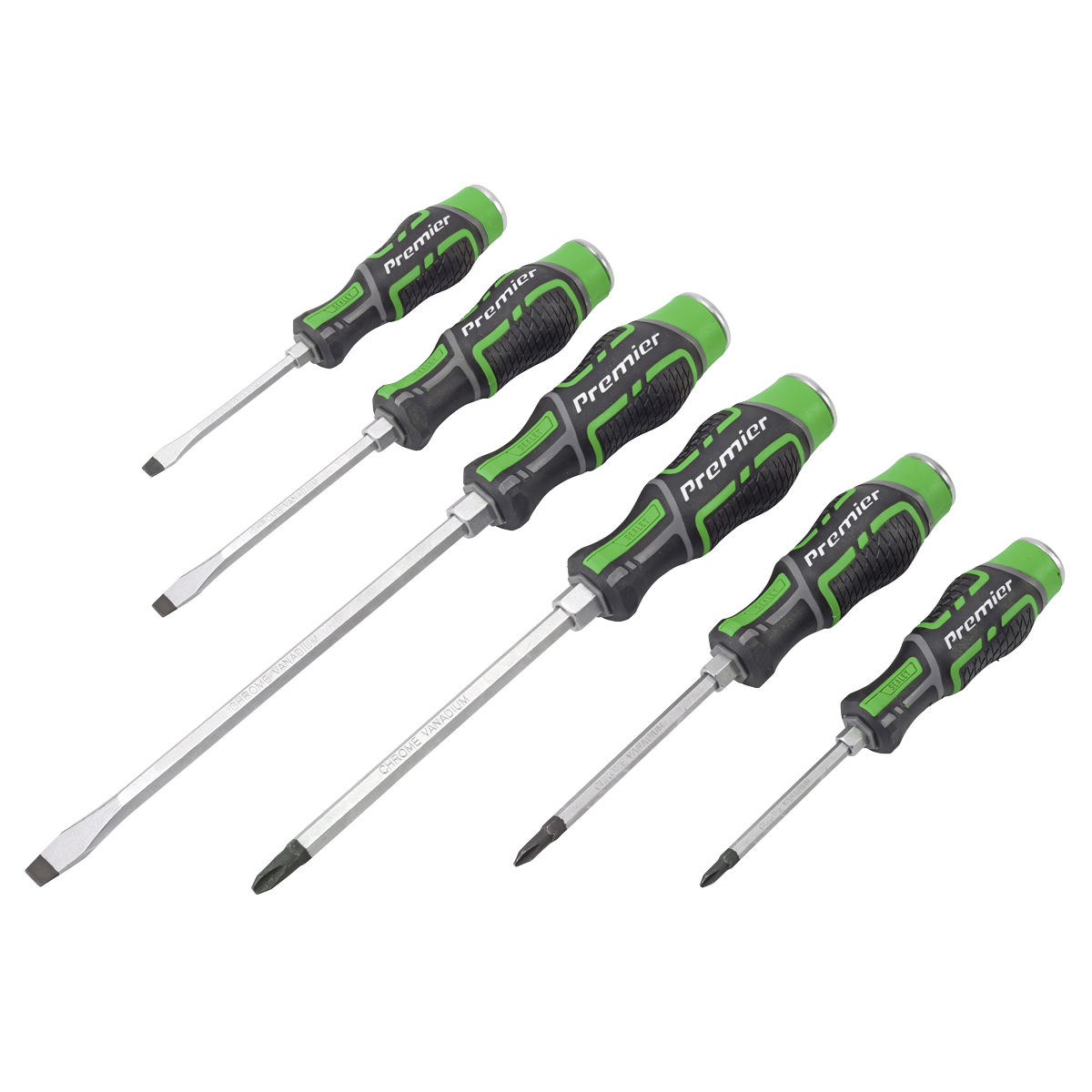 Premier Hammer-Thru Screwdriver Set 6pc - Hi-Vis Green