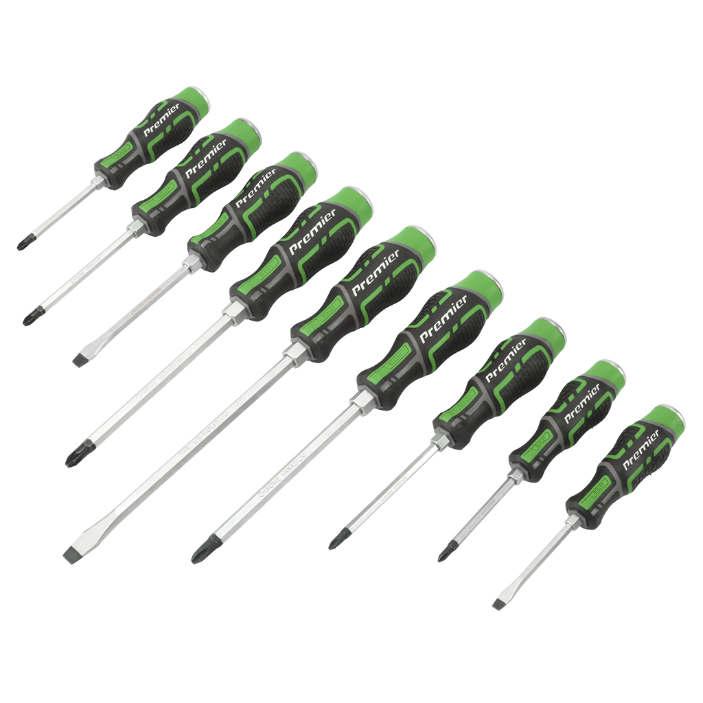 Premier Hammer-Thru Screwdriver Set 9pc - Hi-Vis Green