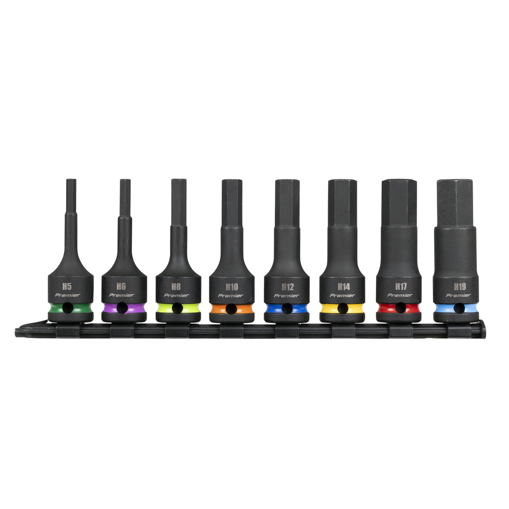 Premier Hex Impact Socket Bit Set 1/2"Sq Drive 8pc (Factory Refurbished A)