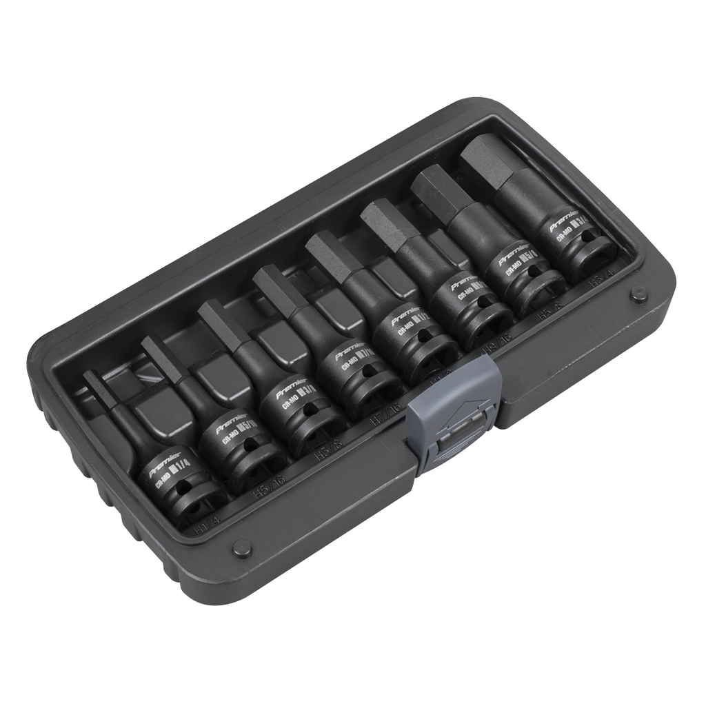 Premier Imperial Hex Impact Socket Bit Set 1/2"Sq Drive 8pc