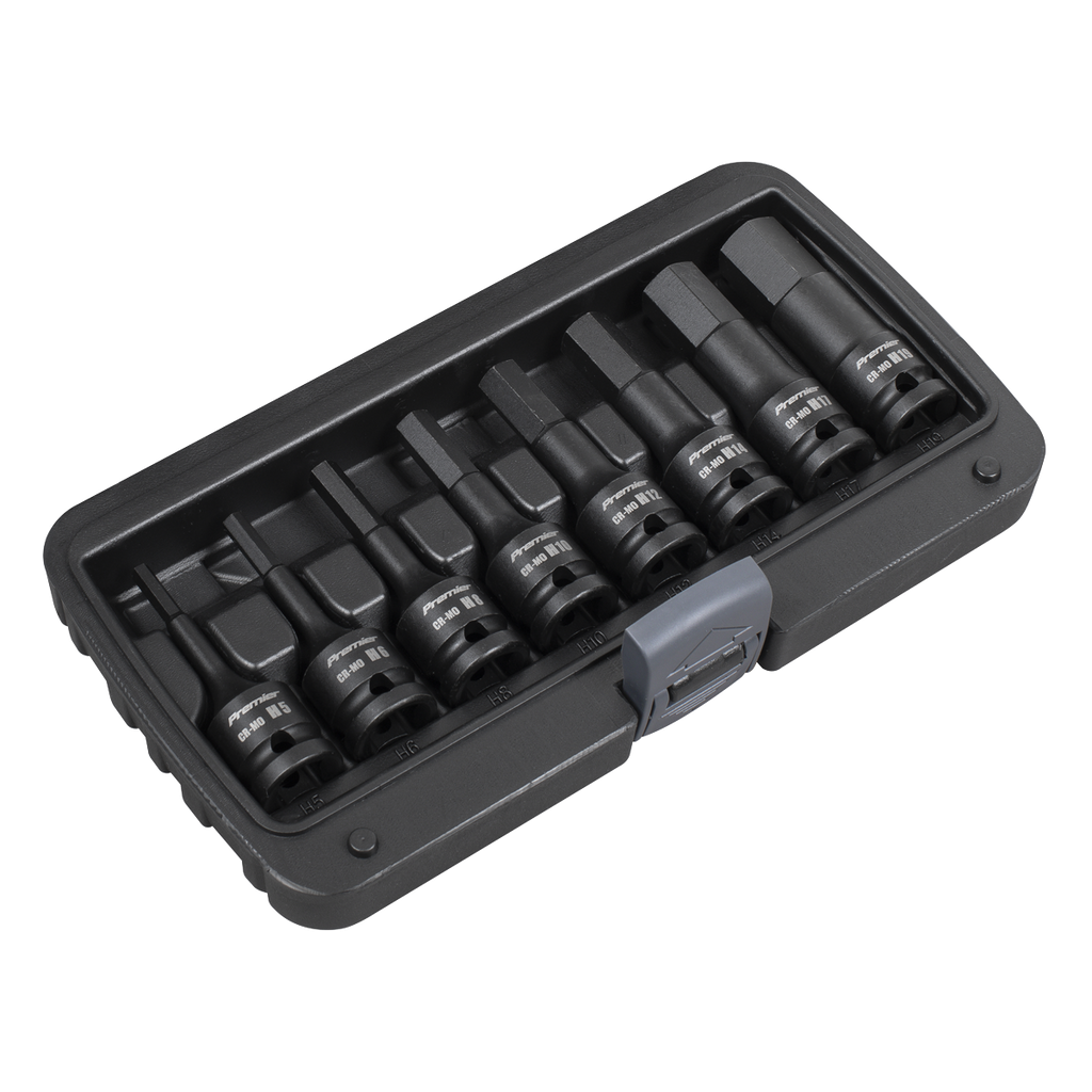 Premier Hex Impact Socket Bit Set 1/2"Sq Drive 8pc