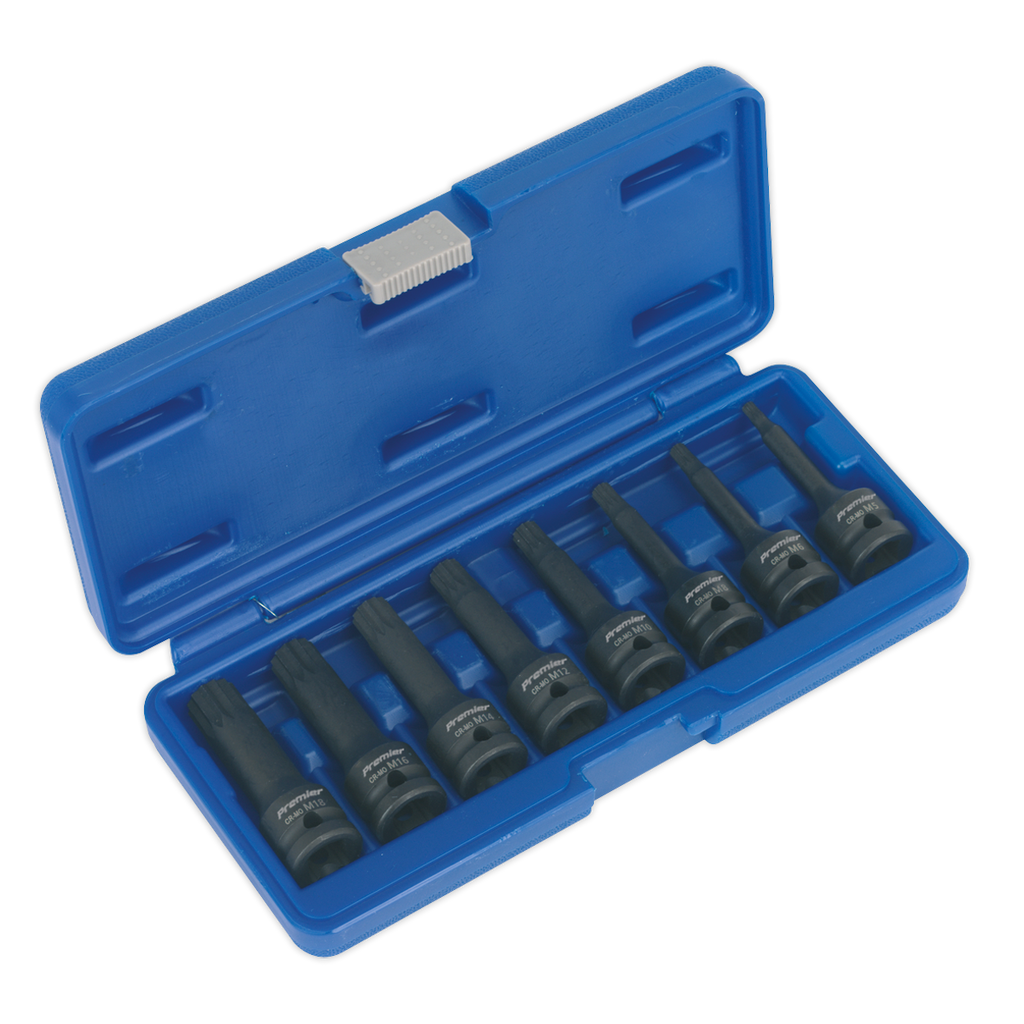 Premier Spline Impact Socket Bit Set 1/2"Sq Drive 8pc