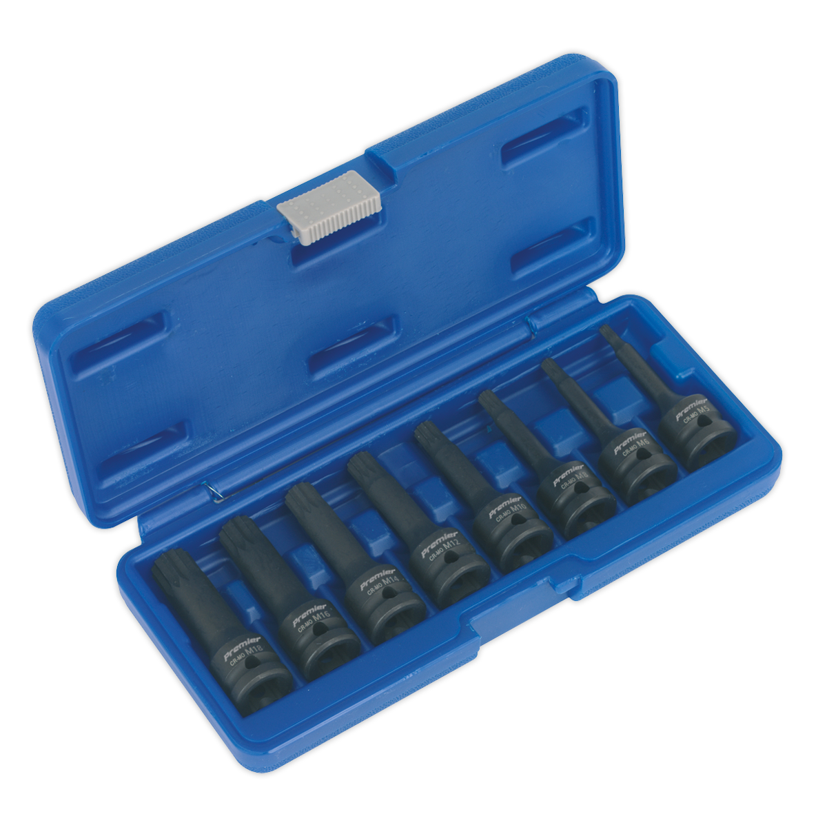 Premier Spline Impact Socket Bit Set 1/2"Sq Drive 8pc
