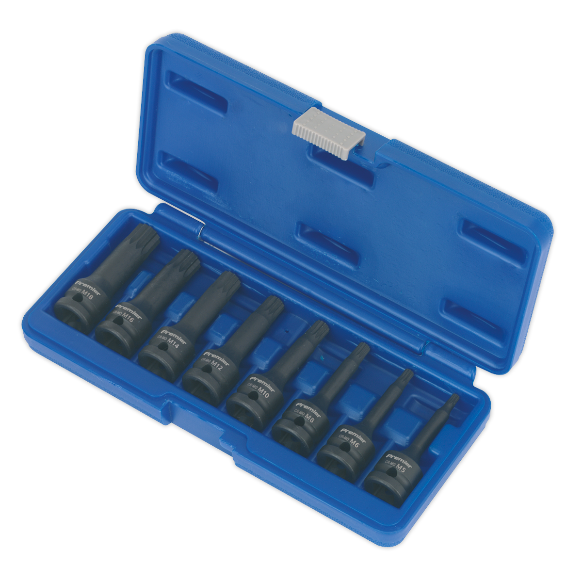 Premier Spline Impact Socket Bit Set 1/2"Sq Drive 8pc