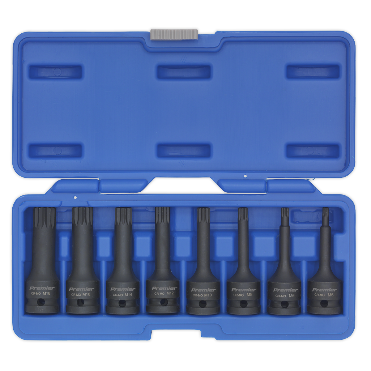 Premier Spline Impact Socket Bit Set 1/2"Sq Drive 8pc