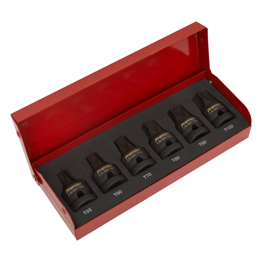 Premier TRX-Star* Impact Socket Bit Set 1/2"Sq Drive 6pc