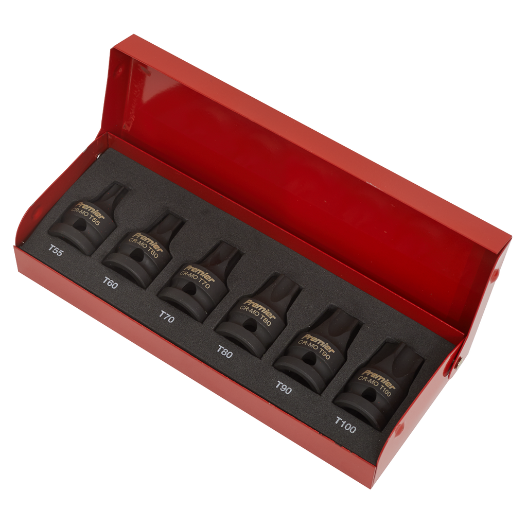 Premier TRX-Star* Impact Socket Bit Set 1/2"Sq Drive 6pc