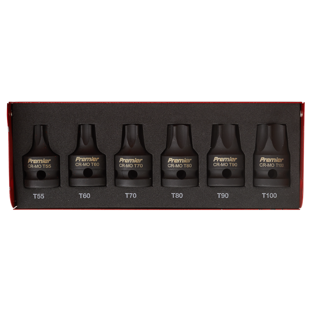Premier TRX-Star* Impact Socket Bit Set 1/2"Sq Drive 6pc