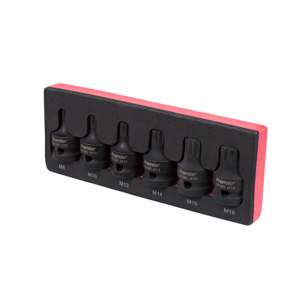 Premier Spline Impact Socket Bit Set 1/2"Sq Drive 6pc