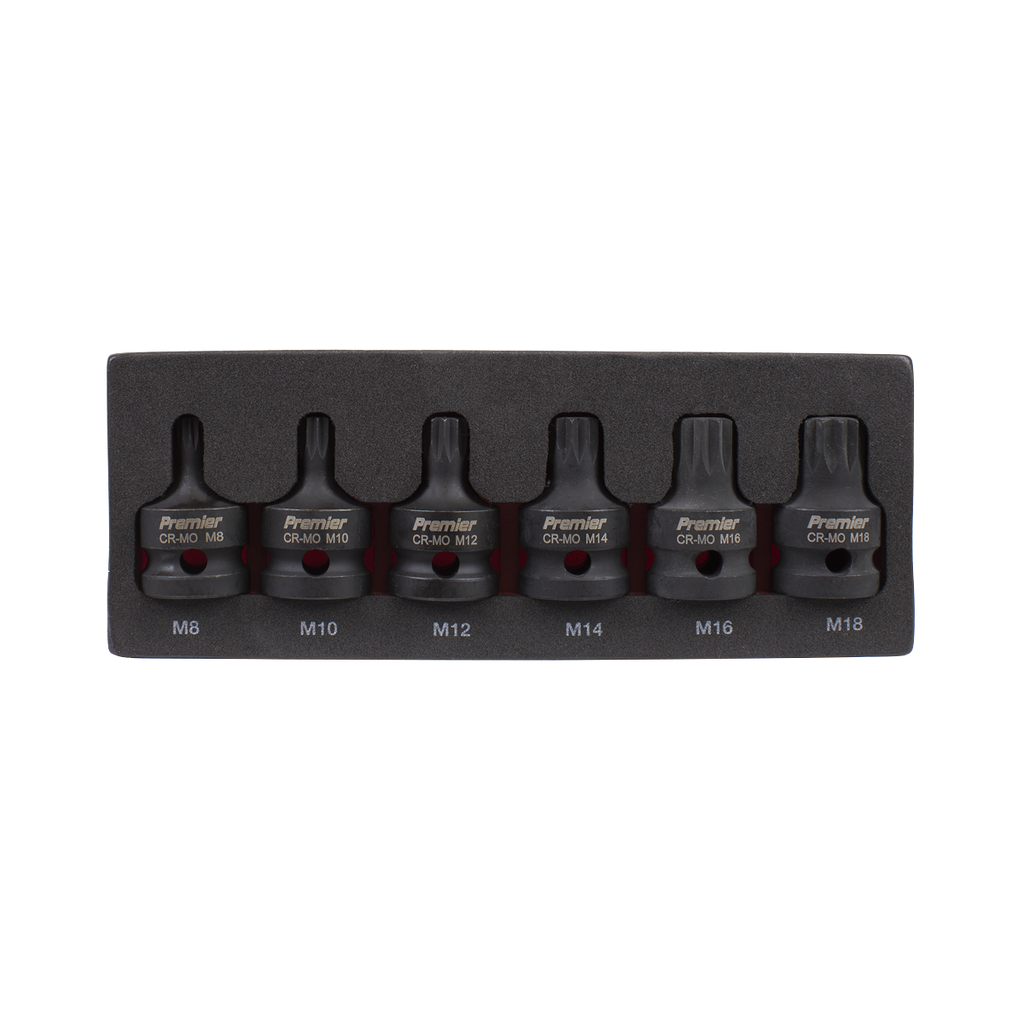 Premier Spline Impact Socket Bit Set 1/2"Sq Drive 6pc