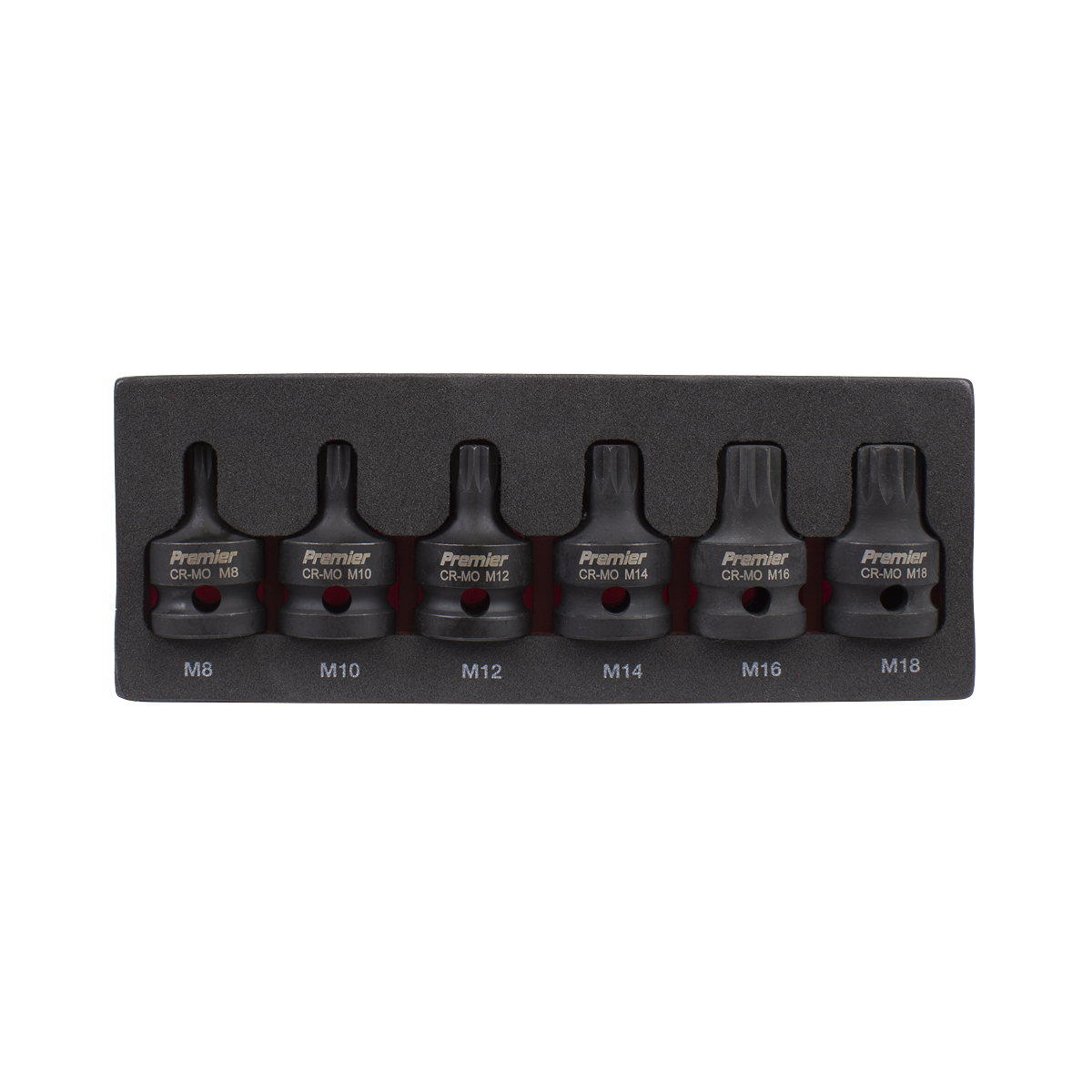 Premier Spline Impact Socket Bit Set 1/2"Sq Drive 6pc