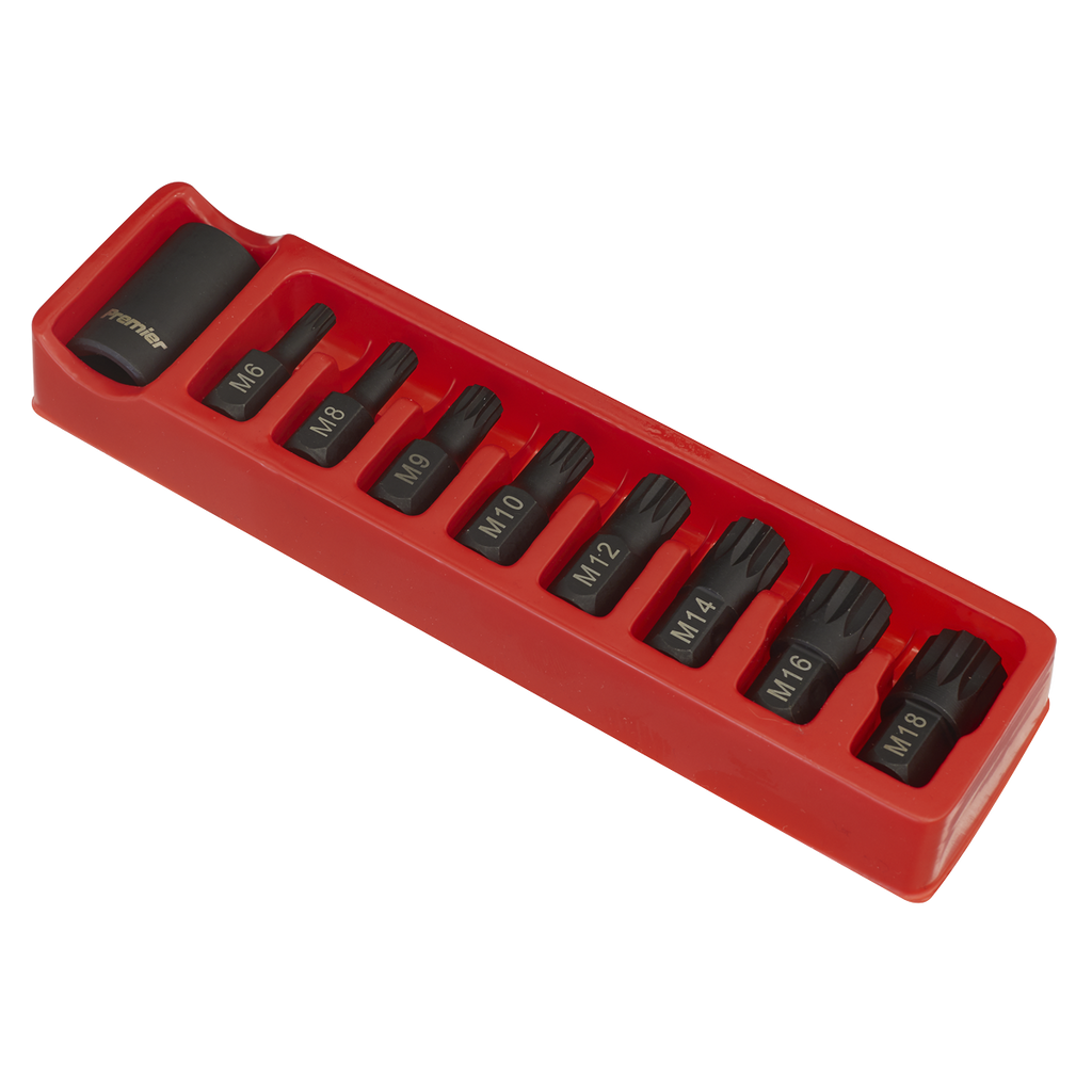 Premier Spline Impact Bit & Holder Set 1/2"Sq Drive 9pc