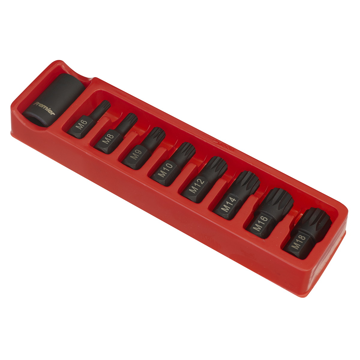 Premier Spline Impact Bit & Holder Set 1/2"Sq Drive 9pc