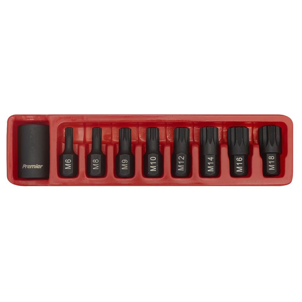 Premier Spline Impact Bit & Holder Set 1/2"Sq Drive 9pc
