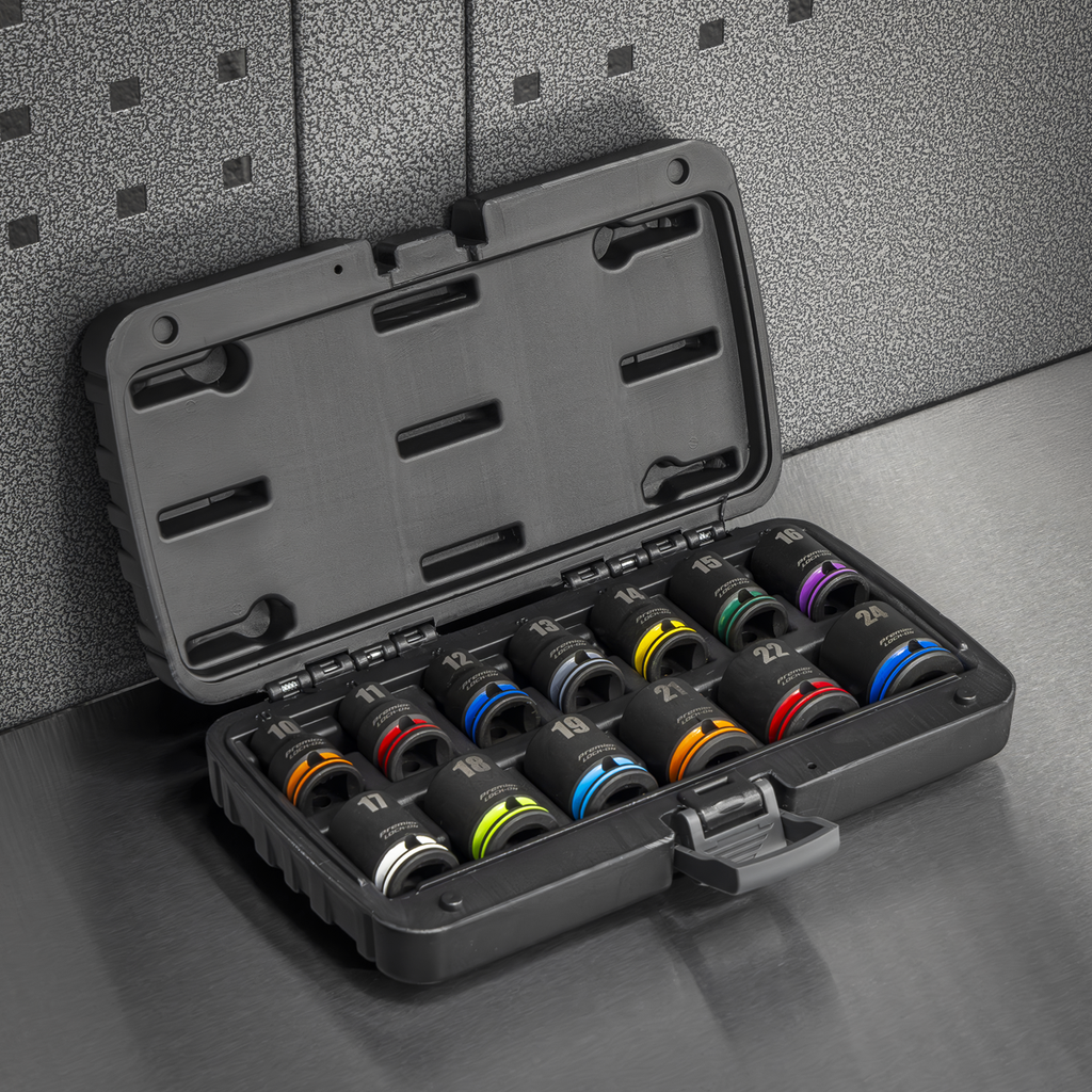 Lock-On™ Impact Socket Set 1/2"Sq Drive 13pc 6pt Metric