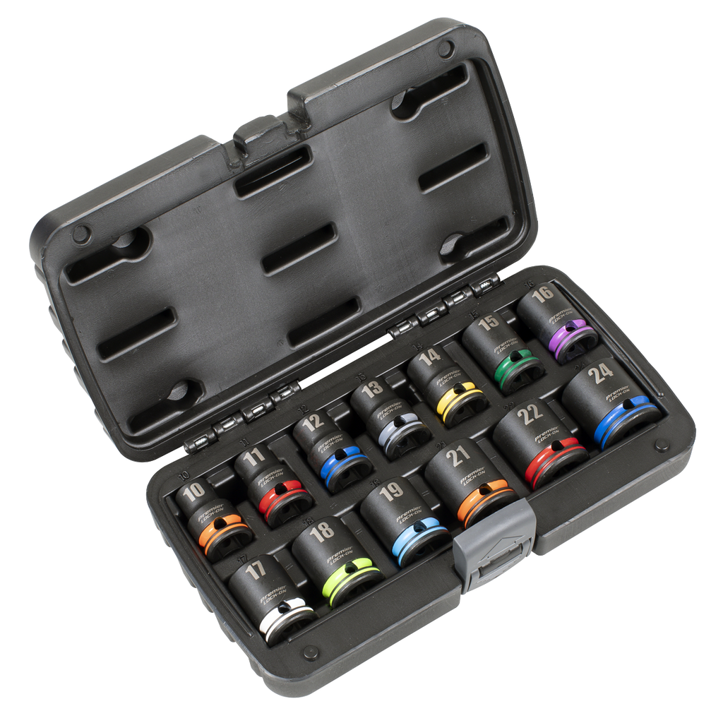 Lock-On™ Impact Socket Set 1/2"Sq Drive 13pc 6pt Metric