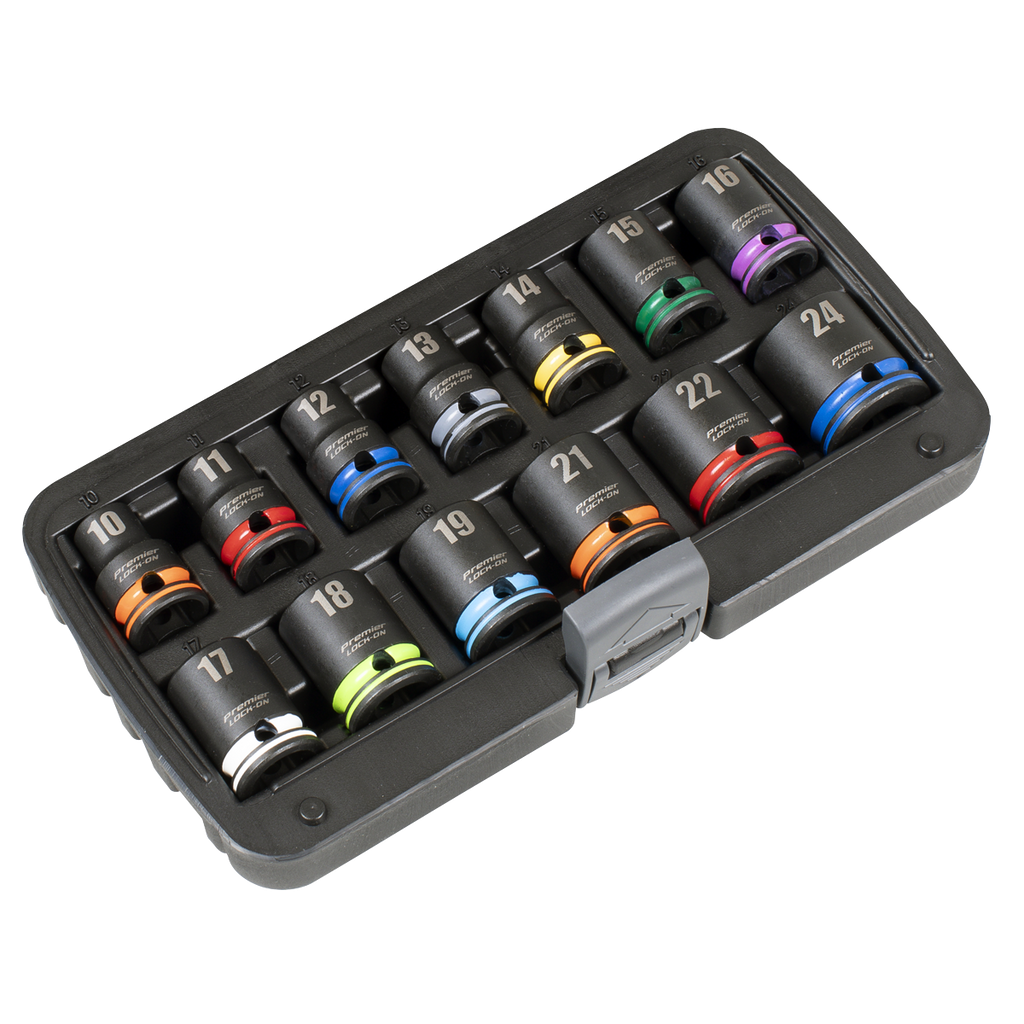Lock-On™ Impact Socket Set 1/2"Sq Drive 13pc 6pt Metric