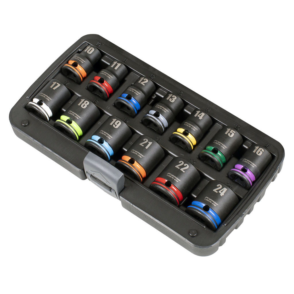 Lock-On™ Impact Socket Set 1/2"Sq Drive 13pc 6pt Metric