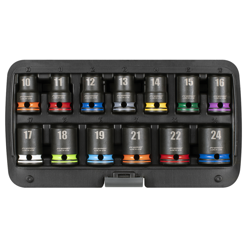 Lock-On™ Impact Socket Set 1/2"Sq Drive 13pc 6pt Metric